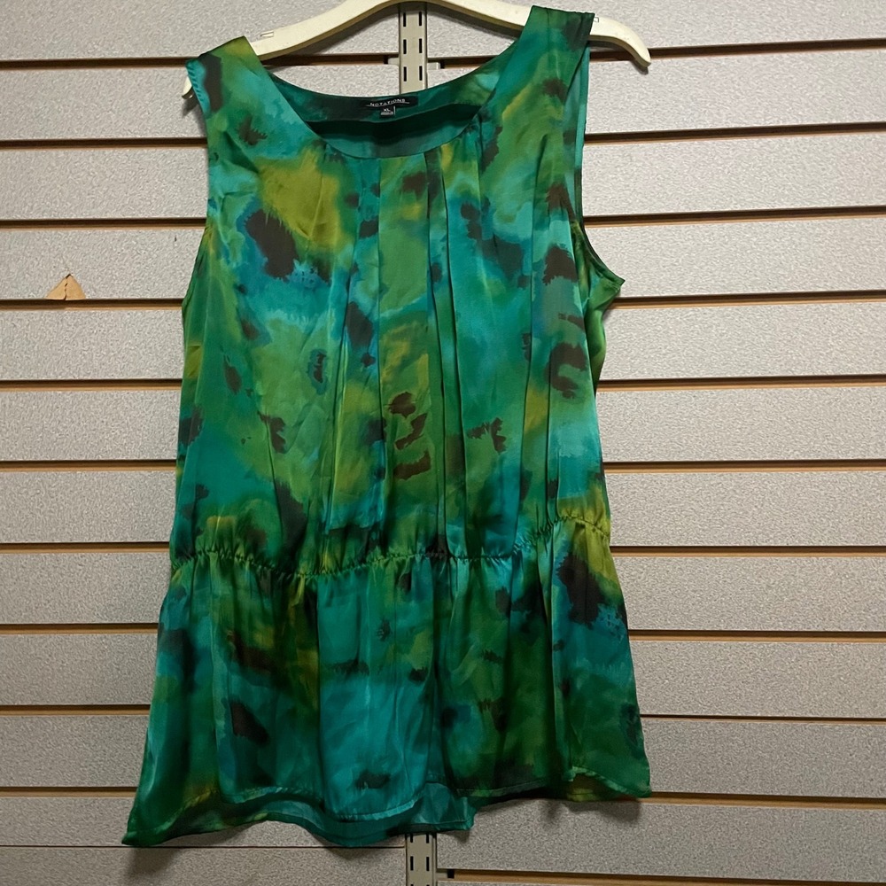 Notations Women's XL‎ Sleeveless Tie Dye Print Tunic Top Green Blue